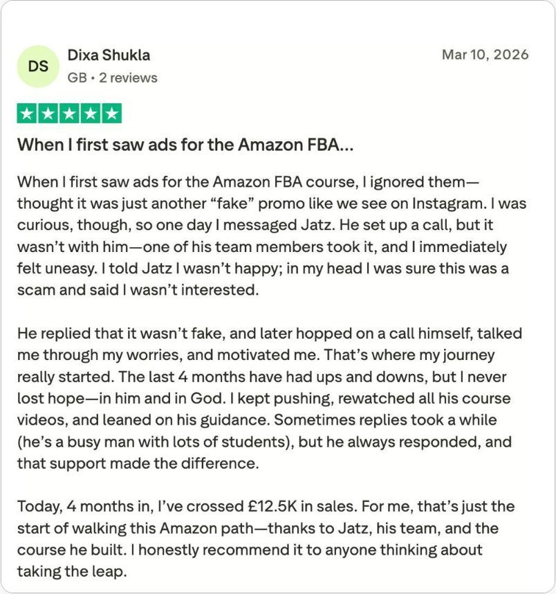 5-star Trustpilot review from Dixa Shukla