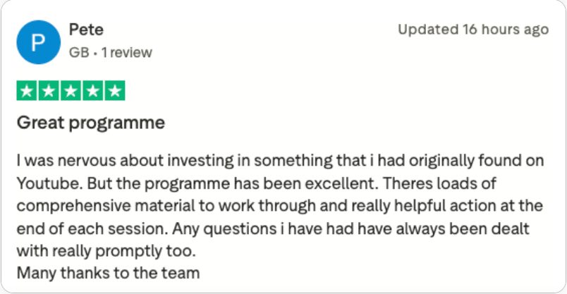 5-star Trustpilot review from Pete