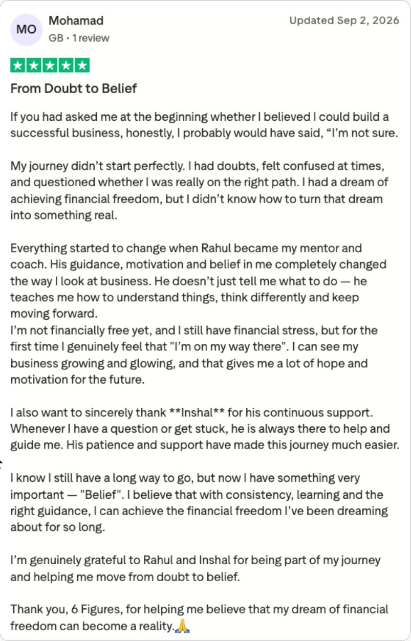 5-star Trustpilot review from Mohamad