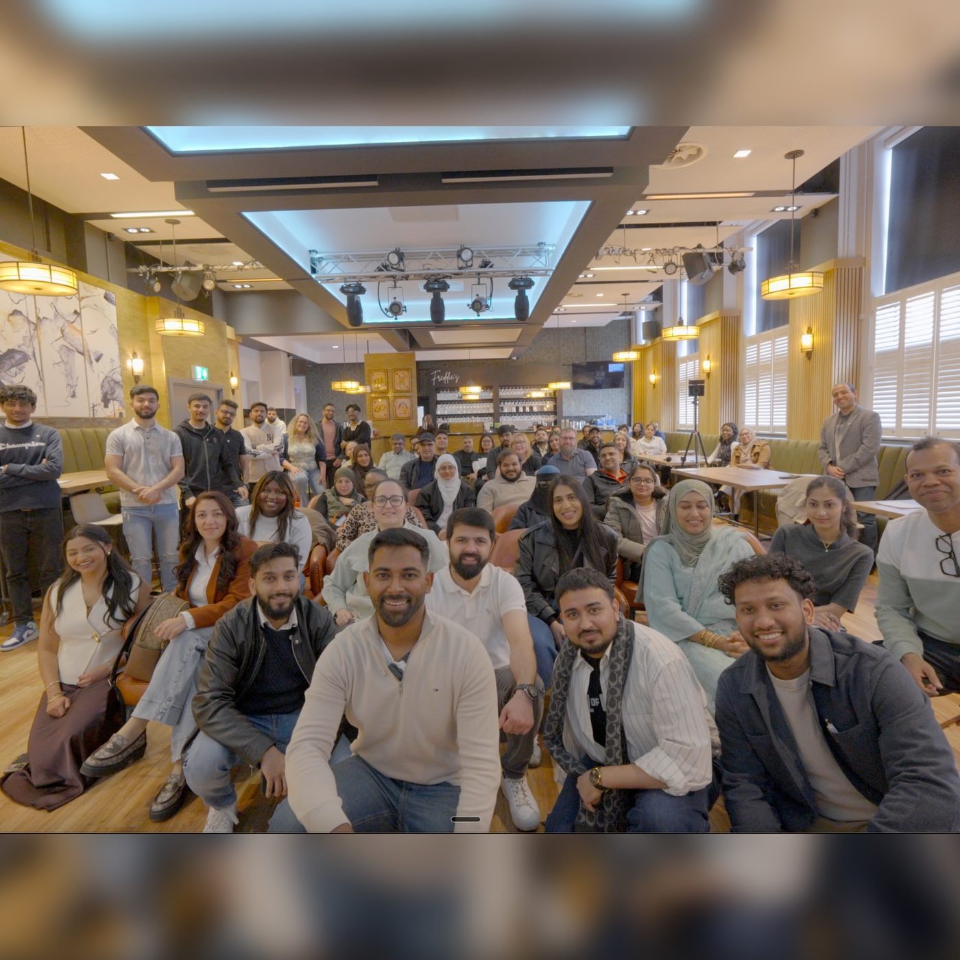 Group photo with members at a London meetup
