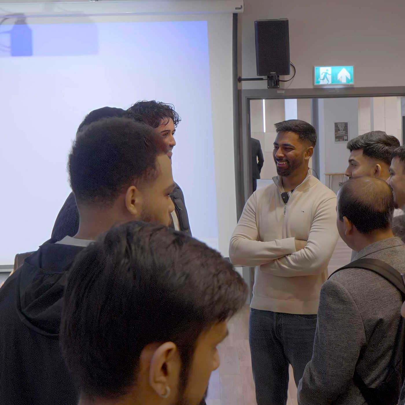 Jatz chatting with members after a talk
