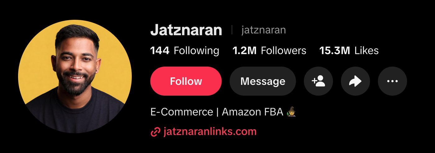 Jatz Naran TikTok profile, 1.2M followers